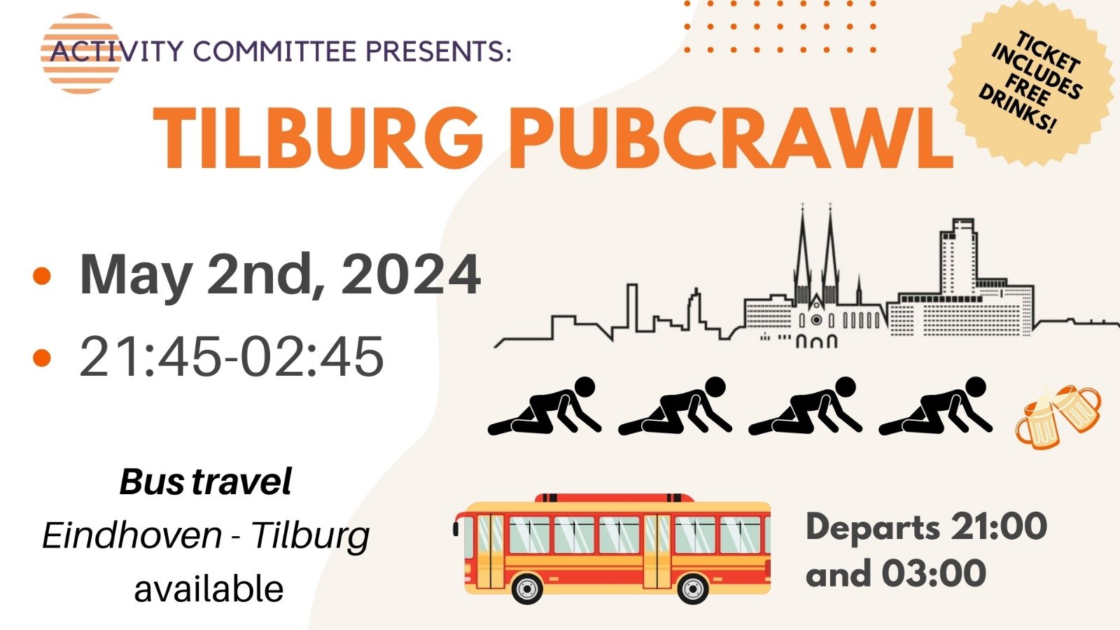 [NORMAL TICKET] Tilburg PubCrawl - Explore Tilburg